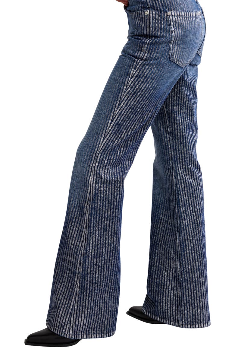 West Coast Metallic High Waist Flare Jeans, Alternate, color, COUNTRY BLUE