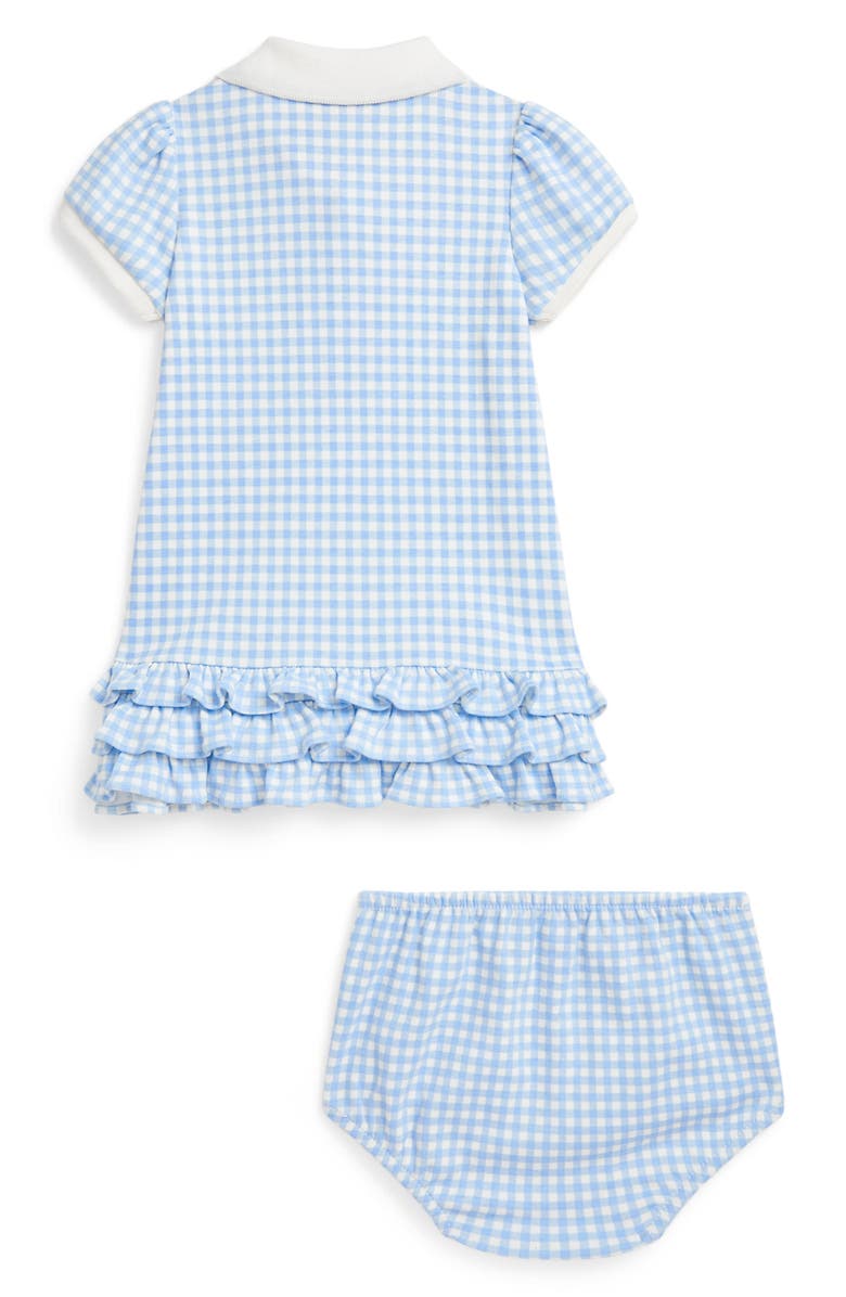 Ralph Lauren Cotton Gingham Ruffle Polo Dress & Bloomers, Alternate, color,