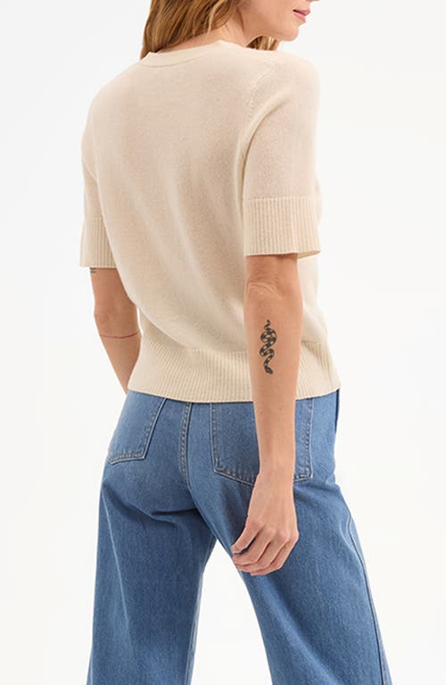 Veronica Beard Solene Short Sleeve Cashmere Cardigan In Ivory