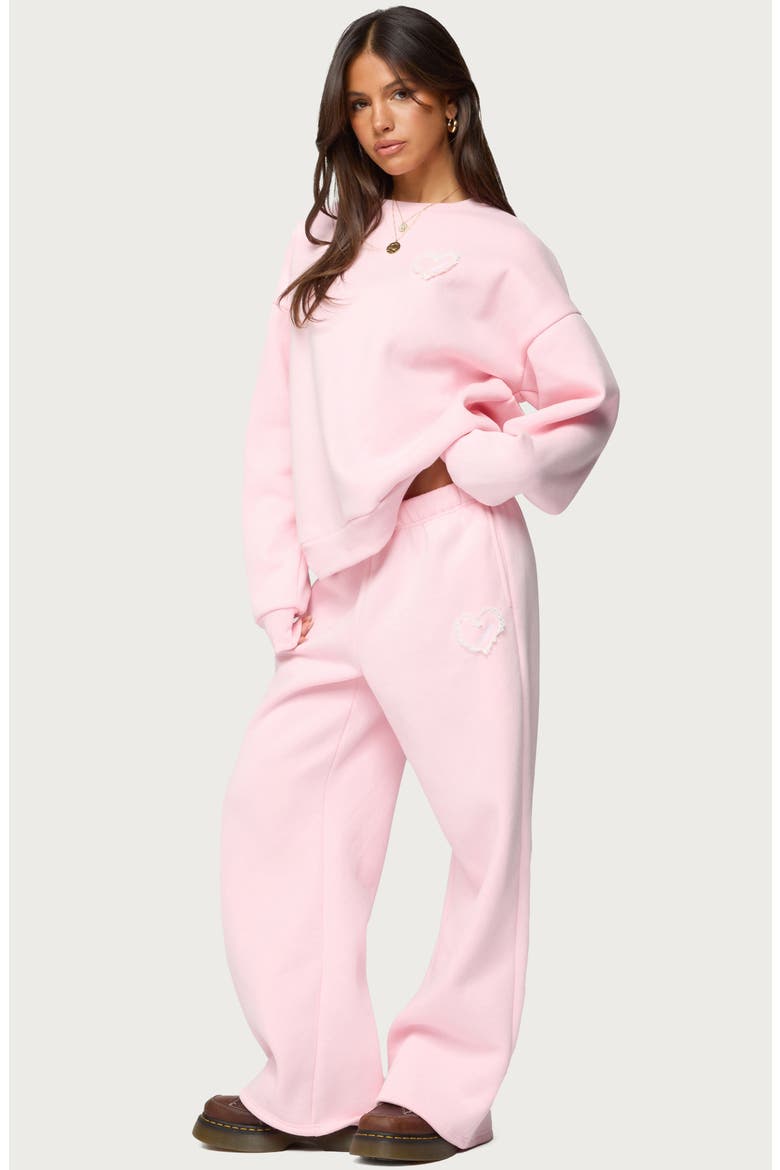 Love Edikted Wide Leg Sweatpants, Alternate, color, LIGHT-PINK
