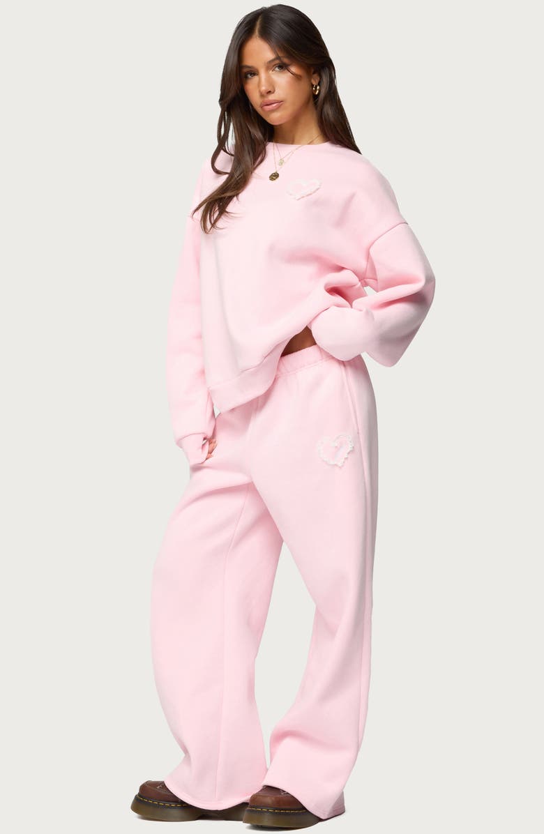 EDIKTED Love Edikted Wide Leg Sweatpants, Alternate, color, Light-Pink