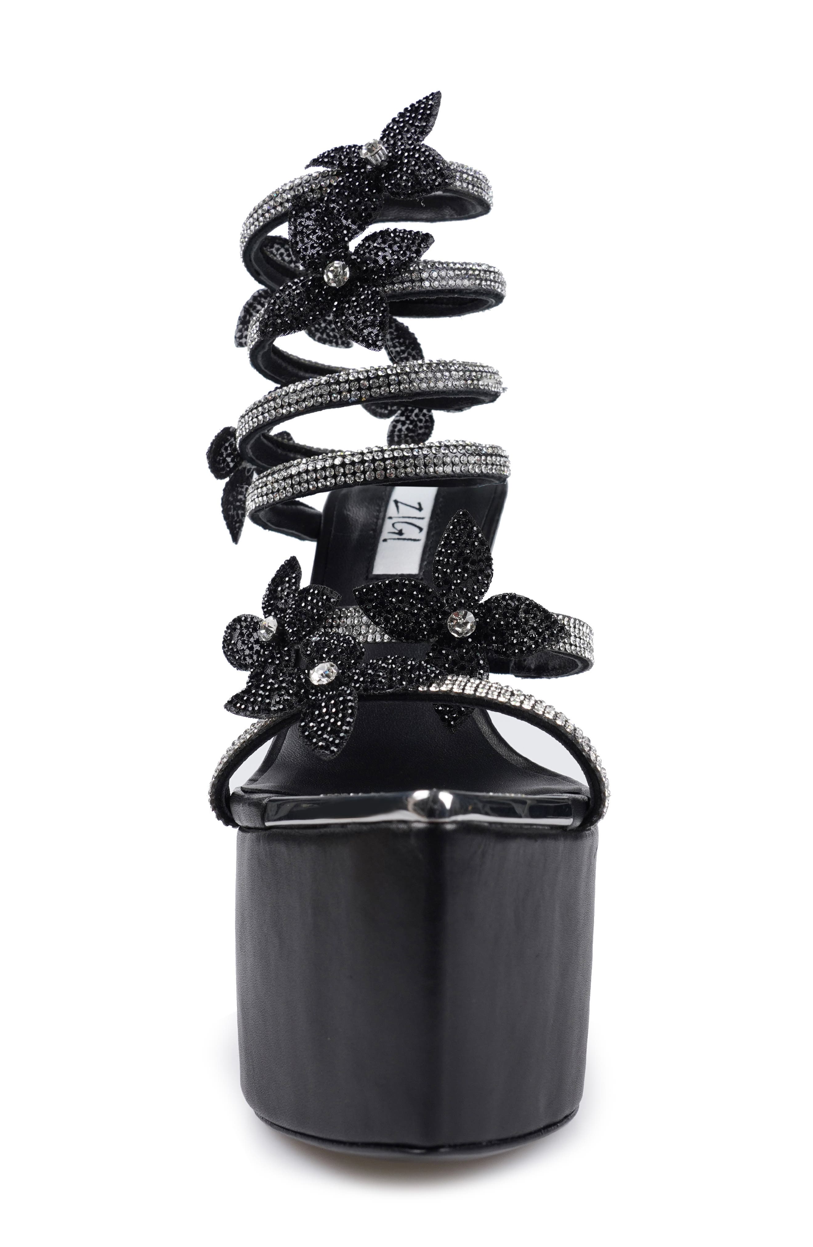 ZIGI Zinnia Embellished Strappy Platform Sandal, Alternate, color, Black Suede