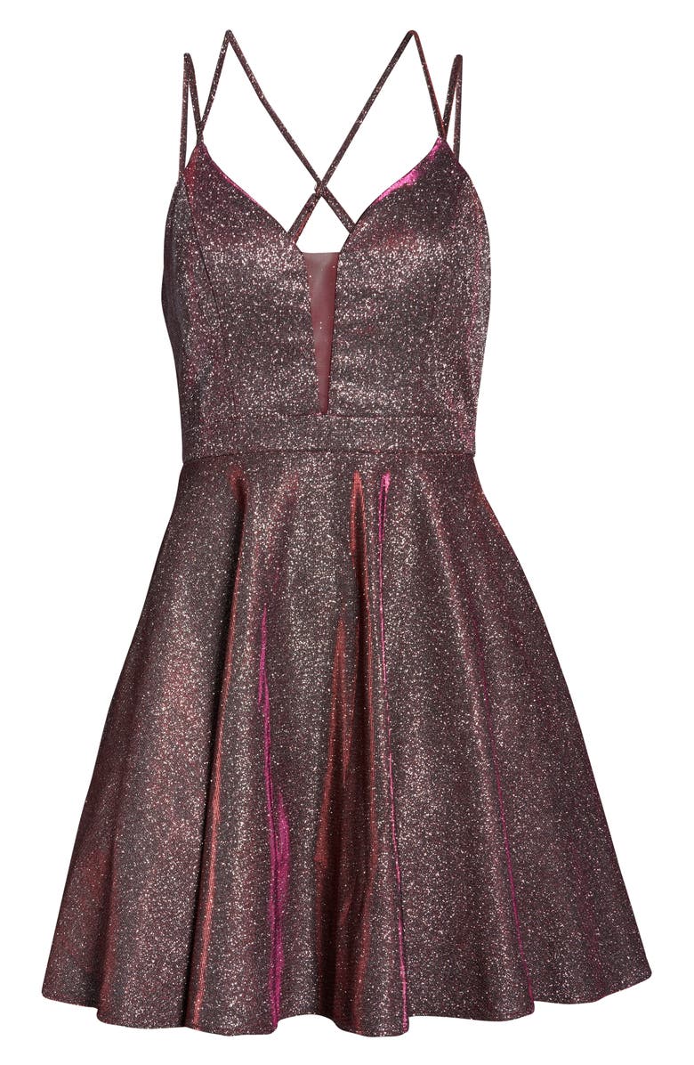 Sequin Hearts Iridescent Fit & Flare Dress, Alternate, color,