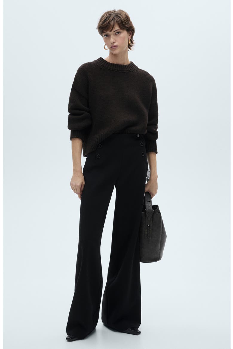 Button Wide Leg Pants, Alternate, color, BLACK