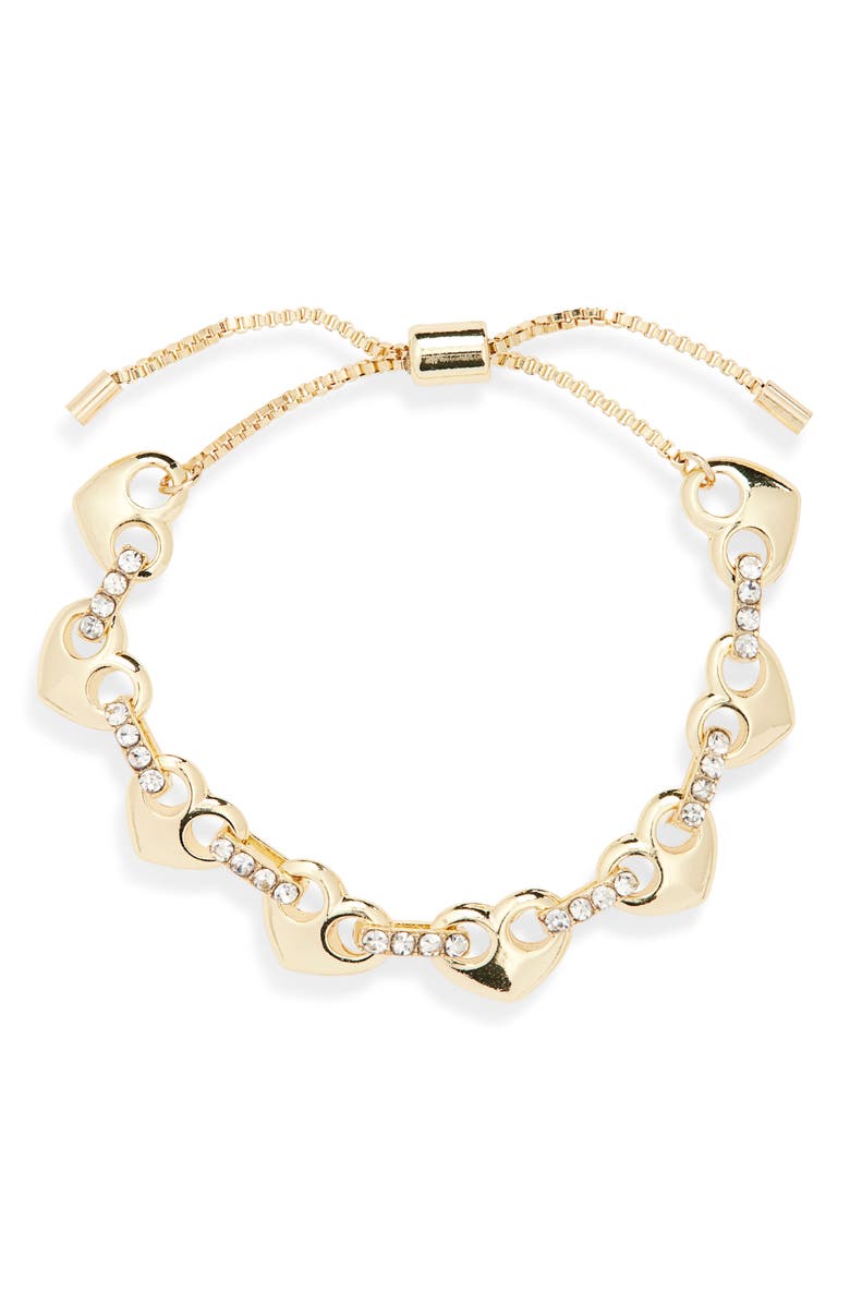 BaubleBar Hearts Beat as One Slider Bracelet, Main, color, Clear