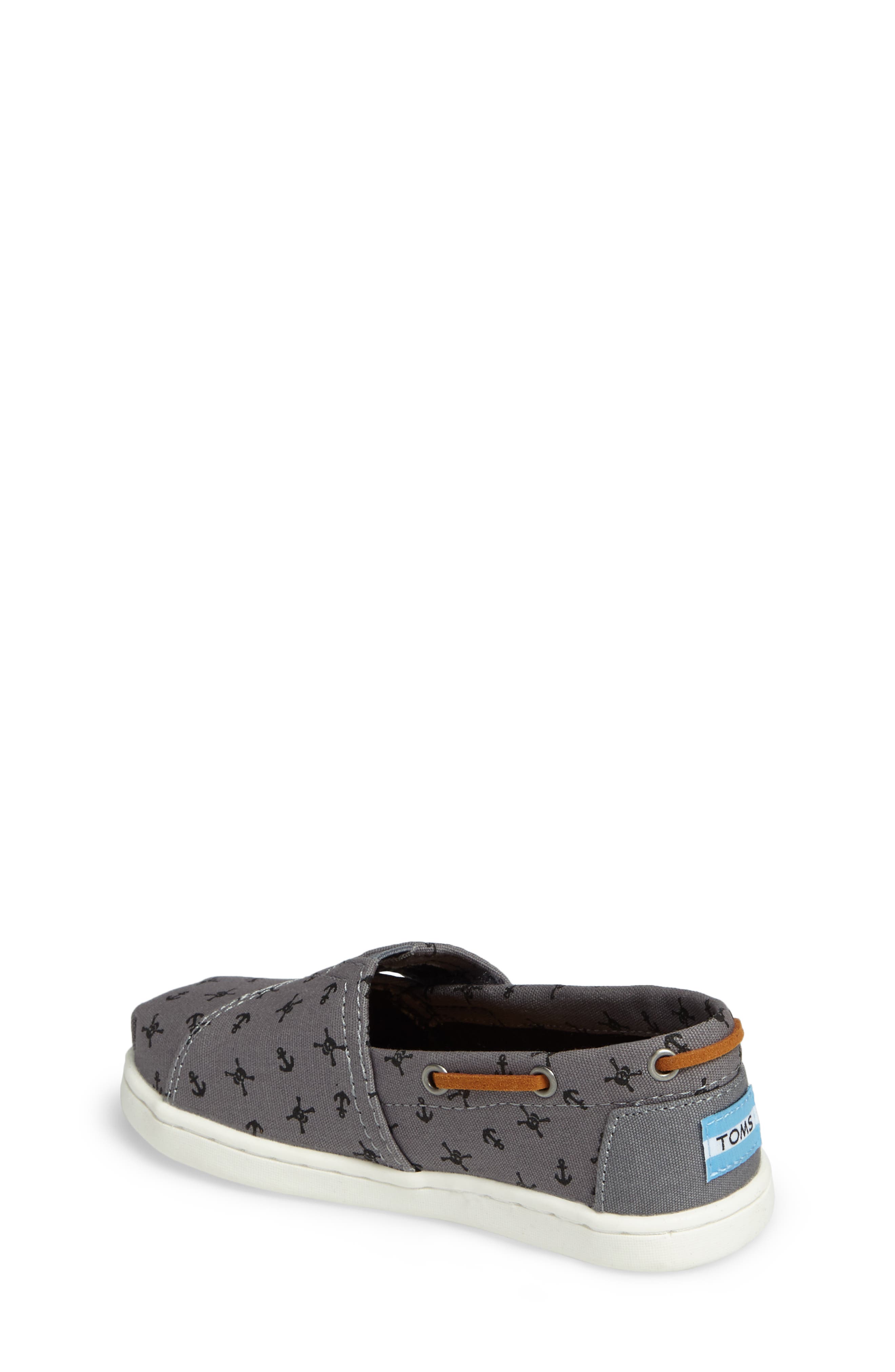 TOMS Bimini Print Slip-On, Alternate, color, Steel Grey Skulls Canvas