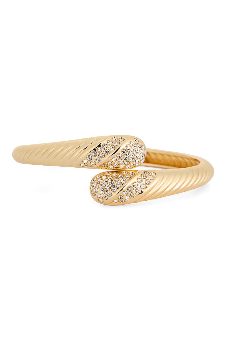 Cubic Zirconia Twist Cuff Bracelet, Main, color, CLEAR- GOLD