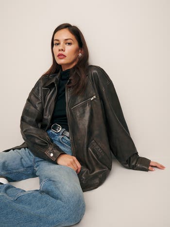 Veda Marco Oversize Leather Bomber Jacket