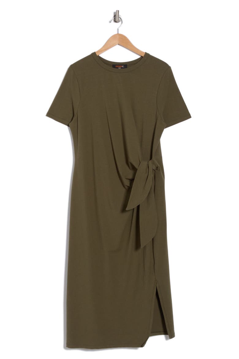 Tie Knot Midi Dress, Alternate, color, OLIVE