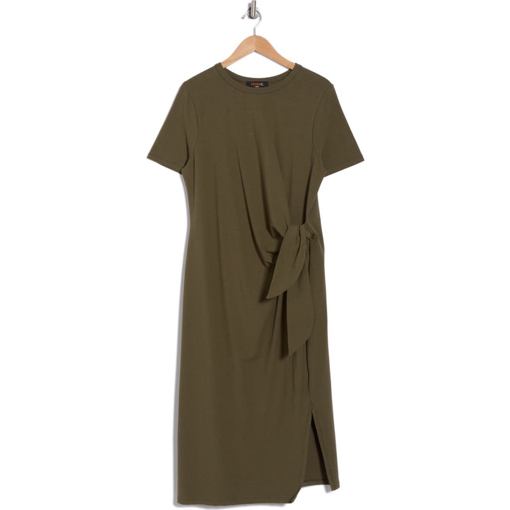 Renee C Tie Knot Midi Dress In Olive