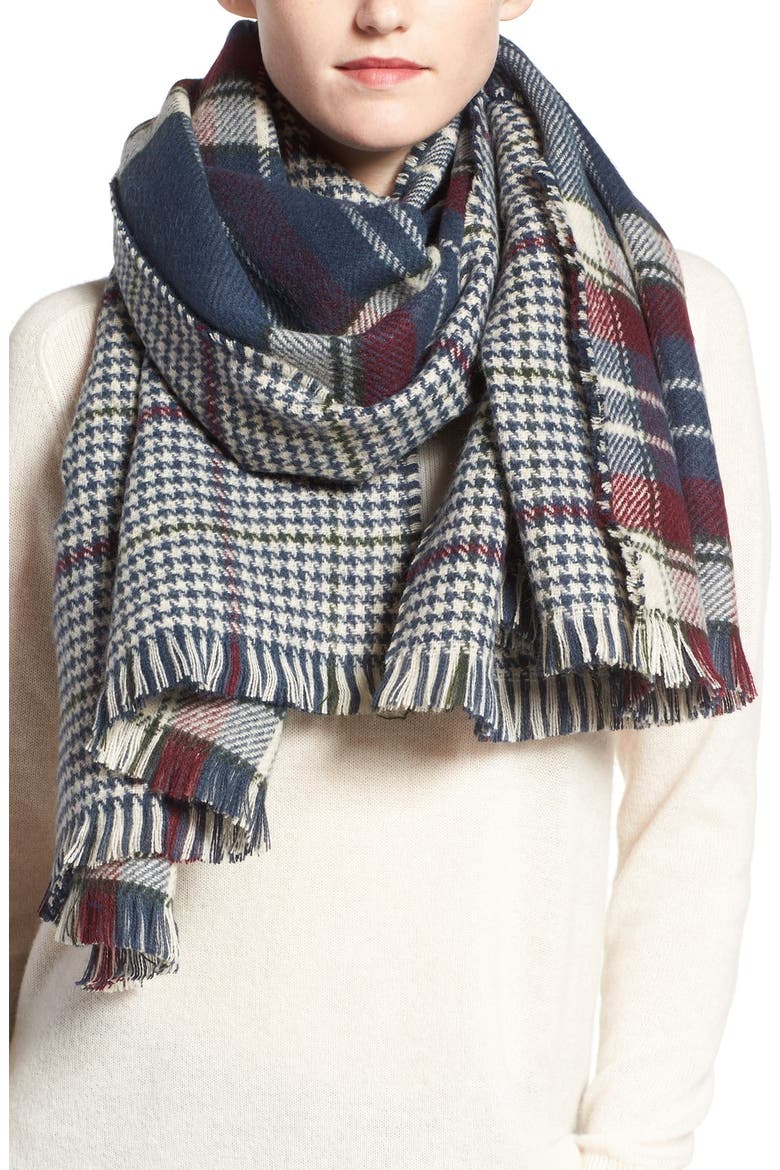 Reversible Plaid & Check Wrap, Alternate, color, RED/ NAVY PLAID