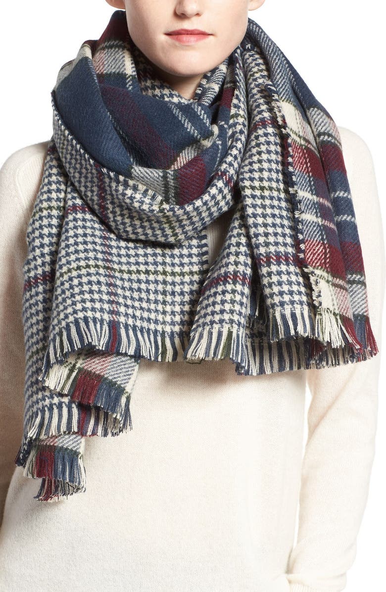 Barbour Reversible Plaid & Check Wrap, Alternate, color,
