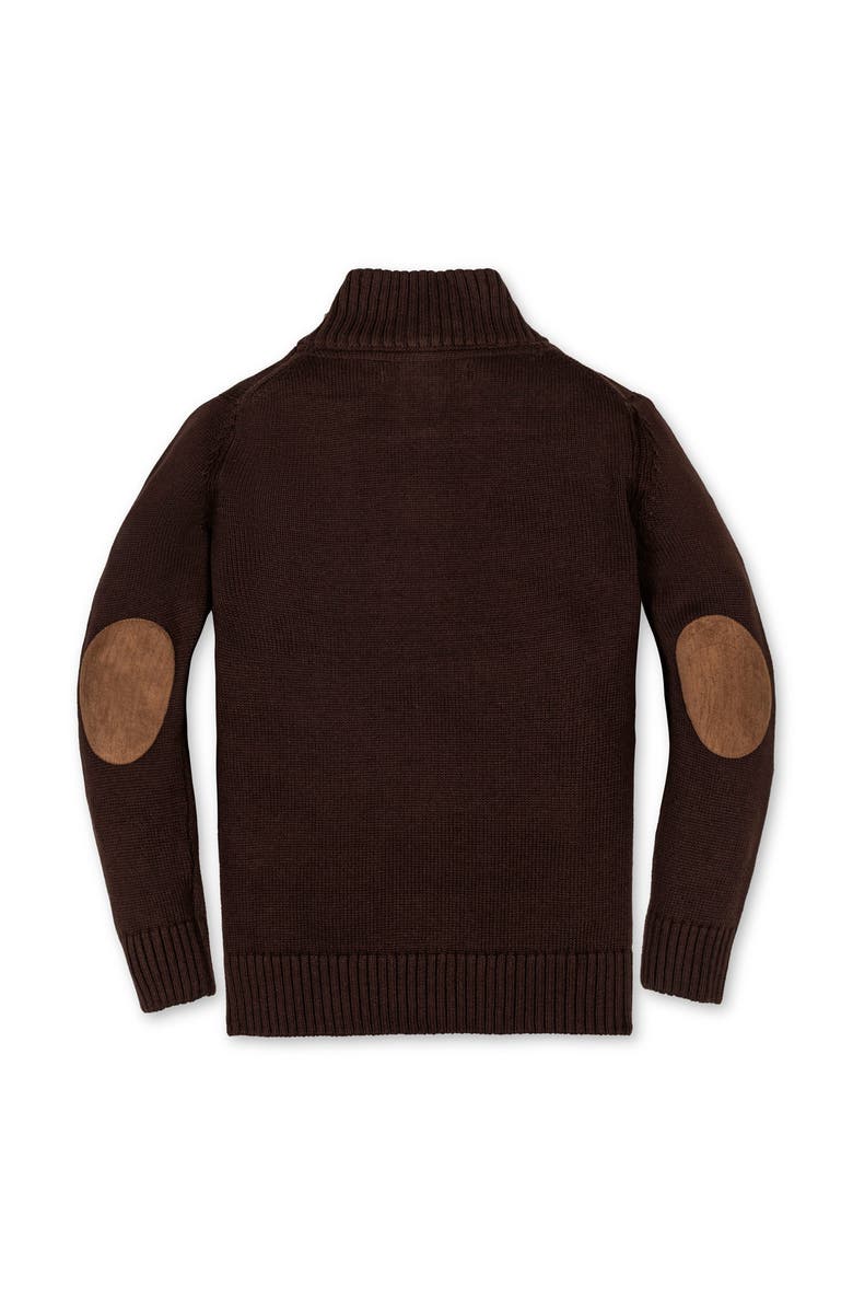 Hope & Henry Kids' Organic Half Zip Pullover Sweater with Elbow Patches, Alternate, color, Chocolate