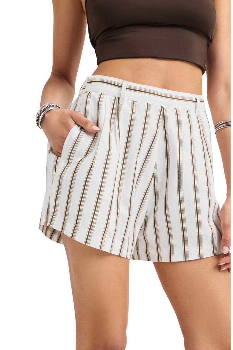 The Getaway Organic Cotton & Linen Shorts, Alternate, color, EARTH STRIPE