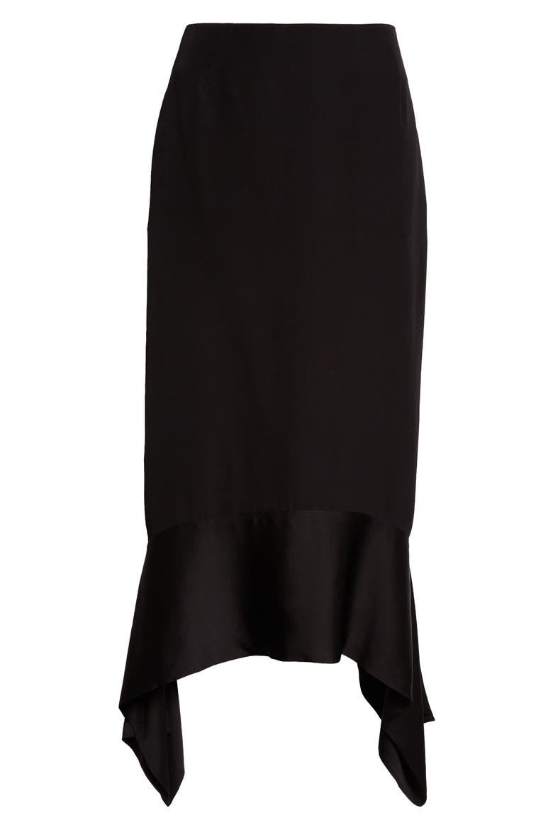 Satin Sash Crepe Skirt, Alternate, color, BLACK