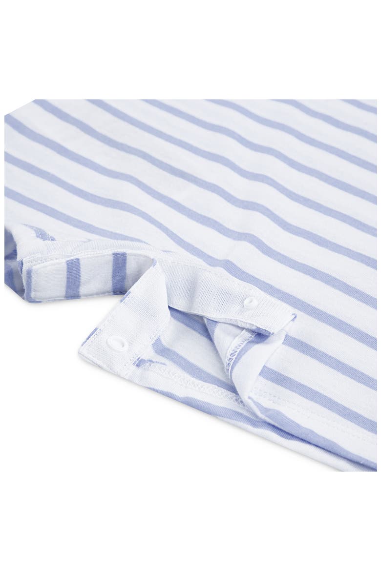 Stripe Romper & Bucket Hat Set, Alternate, color, COBALT BLISS
