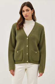 Modenaire Ribbed Button Down Cardigan