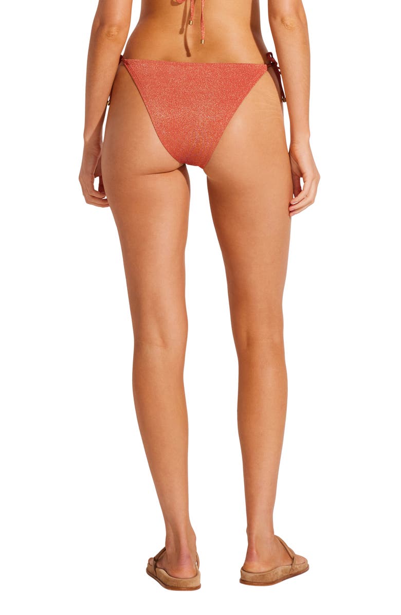 Vitamin A<sup>®</sup> Elle Metallic Side Tie Bikini Bottoms, Alternate, color, Terracotta Metallic