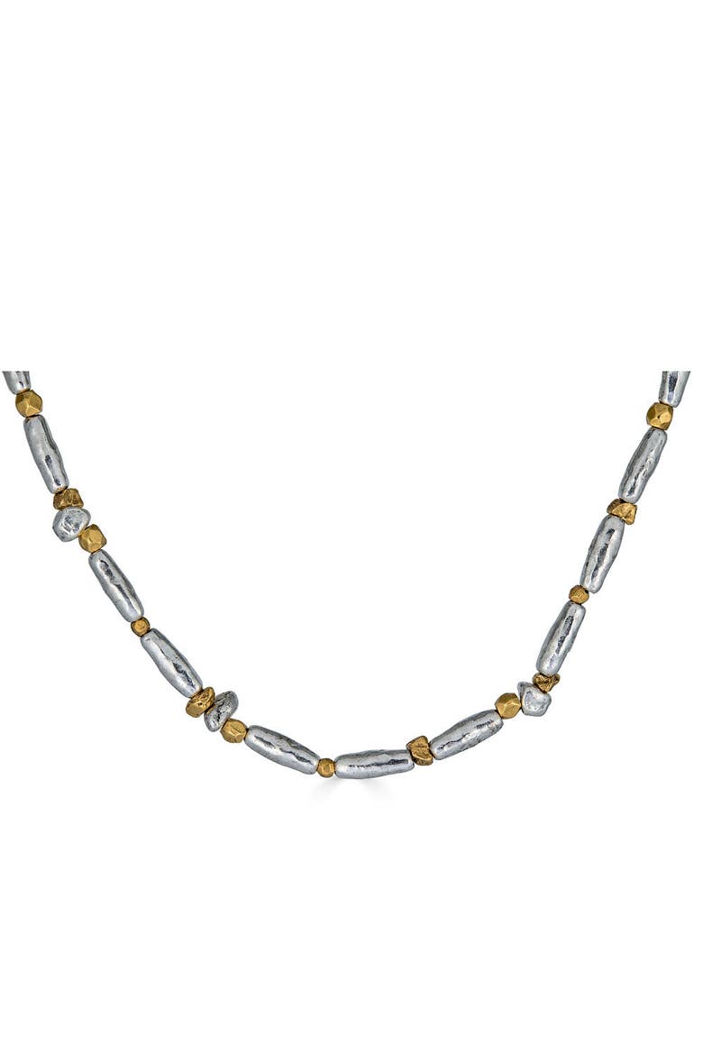 Mixed Metal Organic Bead Necklace, Alternate, color, Silver
