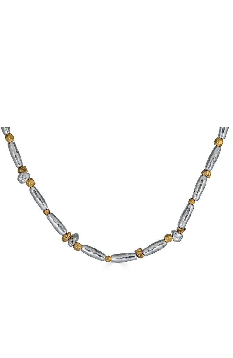 Loni Paul Jewelry Mixed Metal Organic Bead Necklace, Alternate, color, Silver