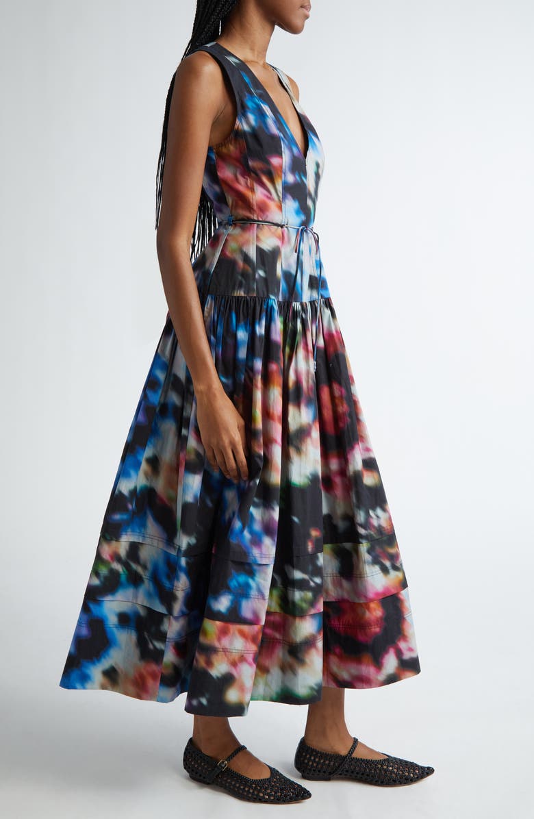 Ulla Johnson Kiran Print Tie Waist Sleeveless Dress, Alternate, color,