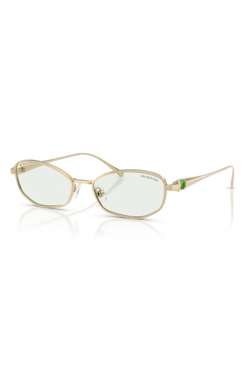 Swarovski 55mm Pillow Sunglasses, Alternate, color, Gold / Photo Green To Green