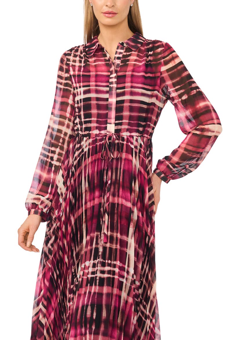 Pleated Drop Waist Midi Dress, Alternate, color, MAGENTA