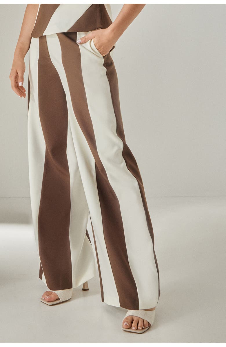 NASTY GAL Stripe Tailored Wide Leg Pants, Main, color, Chocolate