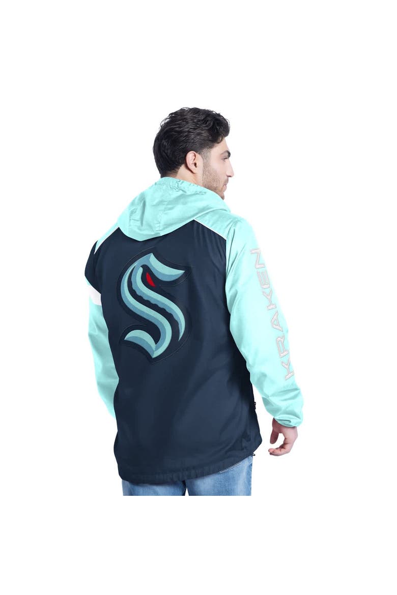 Men's G-III Sports by Carl Banks Deep Sea Blue/Light Blue Seattle Kraken Lateral Half-Zip Hoodie Jacket, Alternate, color, Navy