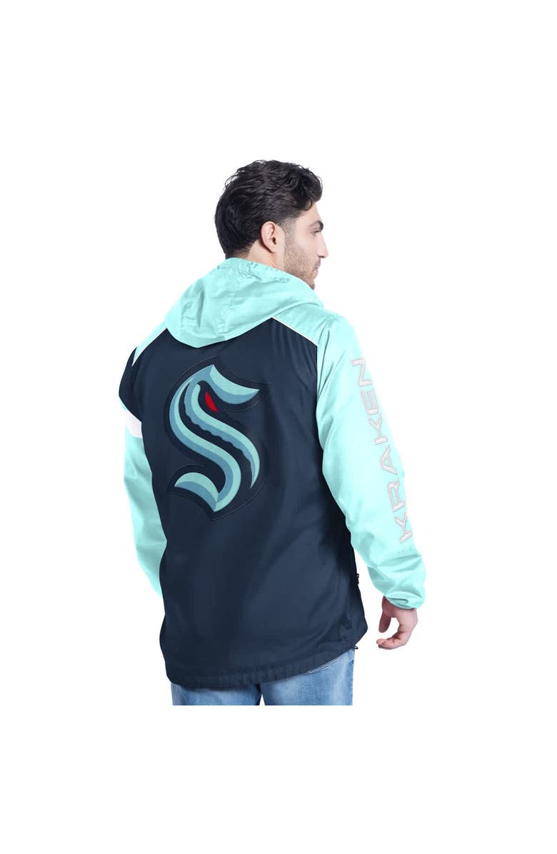 G-III SPORTS BY CARL BANKS Men's G-III Sports by Carl Banks Deep Sea Blue/Light Blue Seattle Kraken Lateral Half-Zip Hoodie Jacket, Alternate, color, Navy