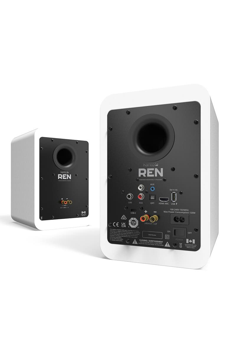 Kanto REN Powered Bluetooth Bookshelf Speakers - Pair, Alternate, color, Matte White