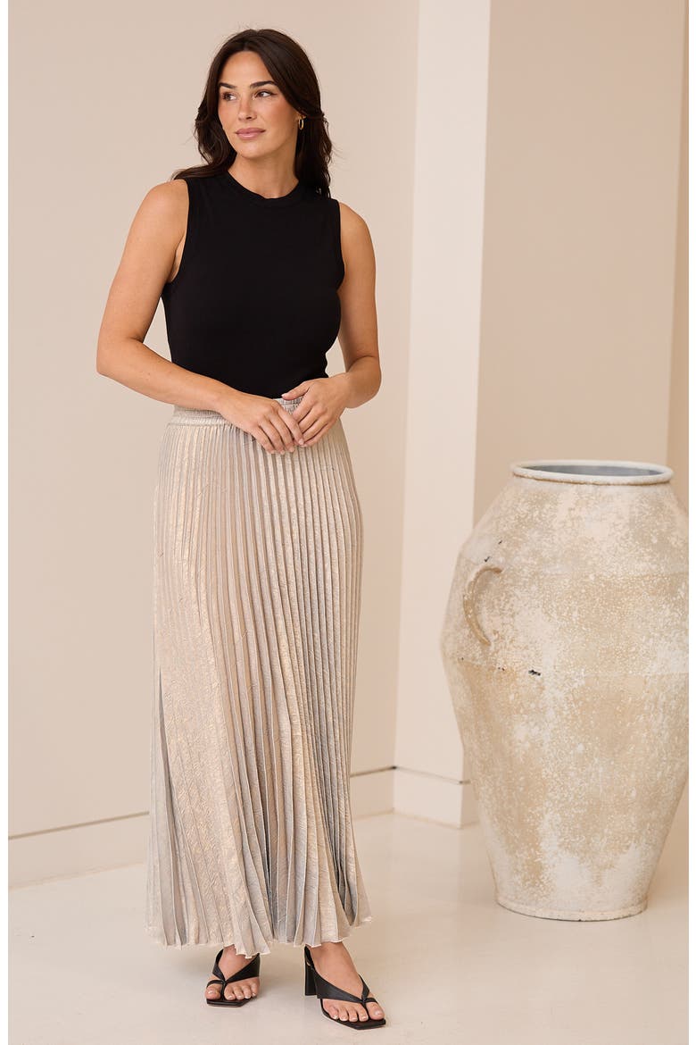Alias Pleated Maxi Skirt, Alternate, color, CHAMPAGNE
