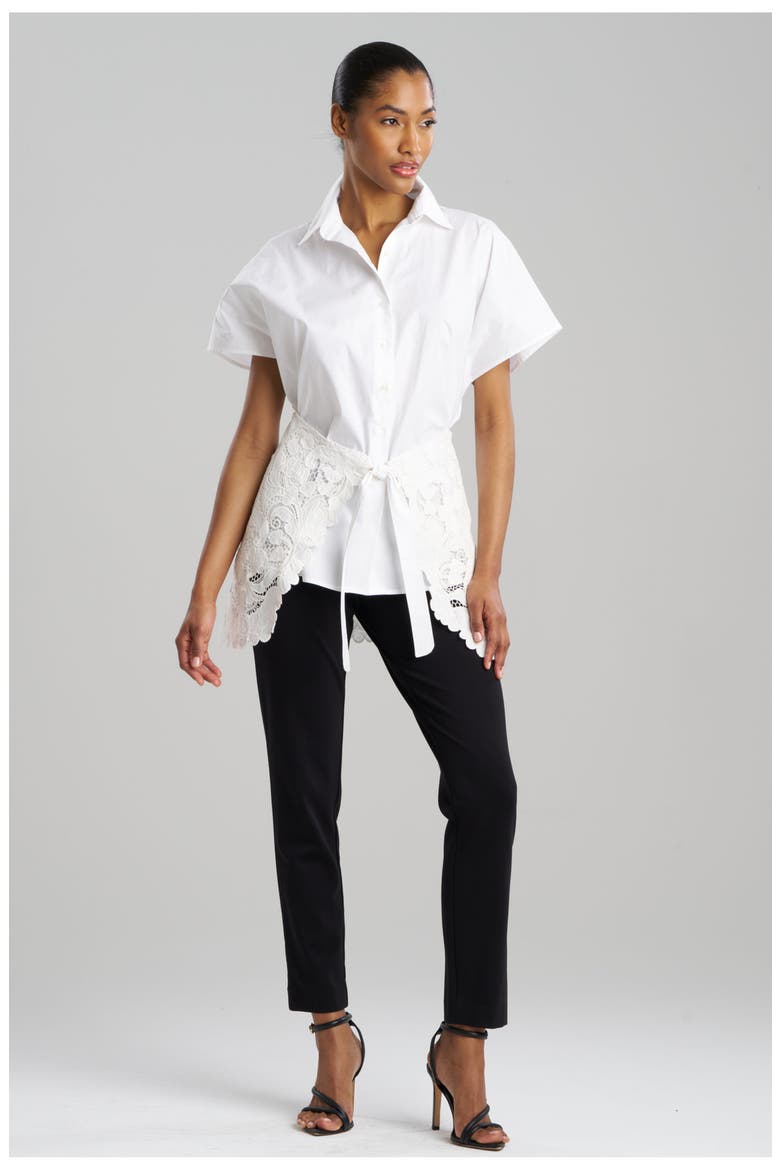Kumo Embroidery Wrap Shirt with Applique, Main, color, WHITE