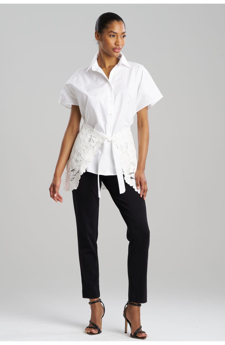 Natori Kumo Embroidery Wrap Shirt with Applique, Main, color, White