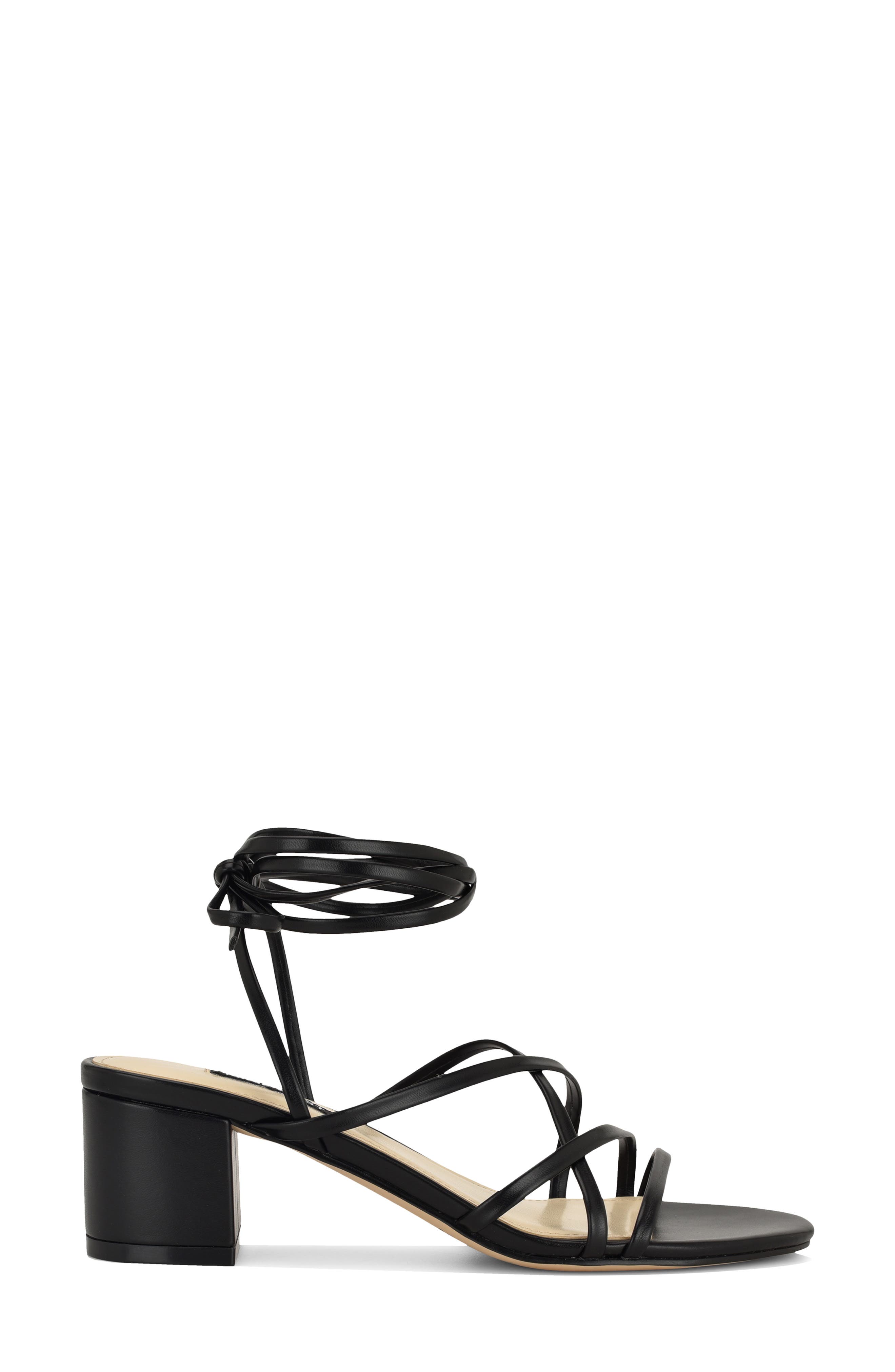 Nine West Aloud Ankle Wrap Sandal, Alternate, color, Black