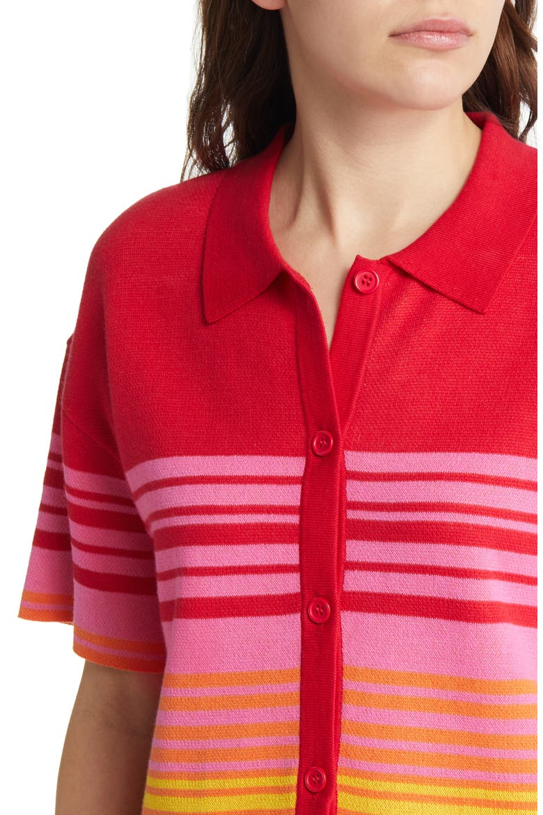 Sunset Stripe Polo Sweater, Alternate, color, SUNSET