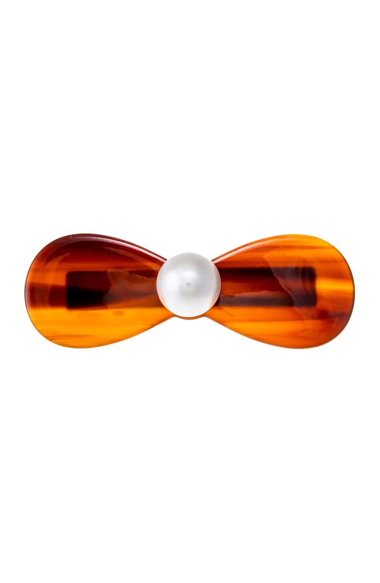 BY ADINA EDEN Pearl Curved Bow Hair Barrette, Main, color, 