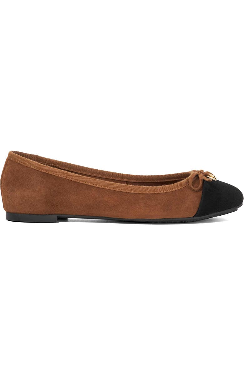 Dune London Harpington Cap Toe Ballet Flat, Alternate, color, Chestnut