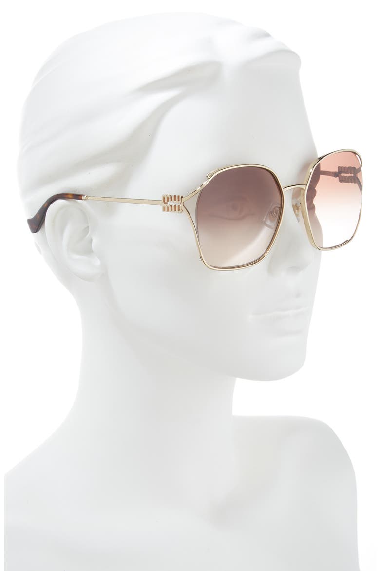 60mm Gradient Round Sunglasses, Alternate, color, BROWN GRADIENT