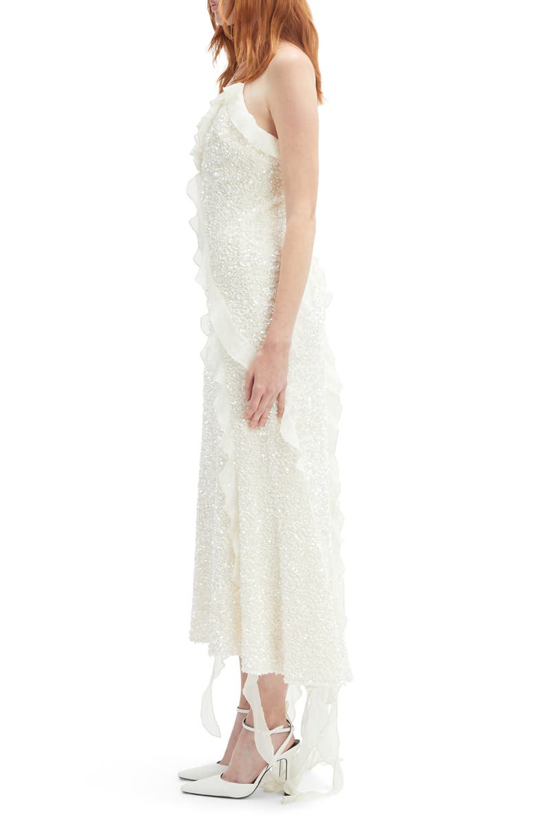 Bardot Marsella Ruffle Sequin Cocktail Dress, Alternate, color, Ivory