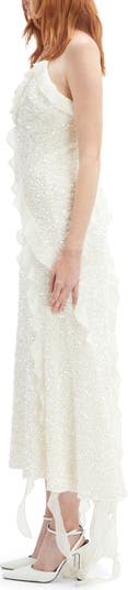 Marsella Ruffle Sequin Cocktail Dress