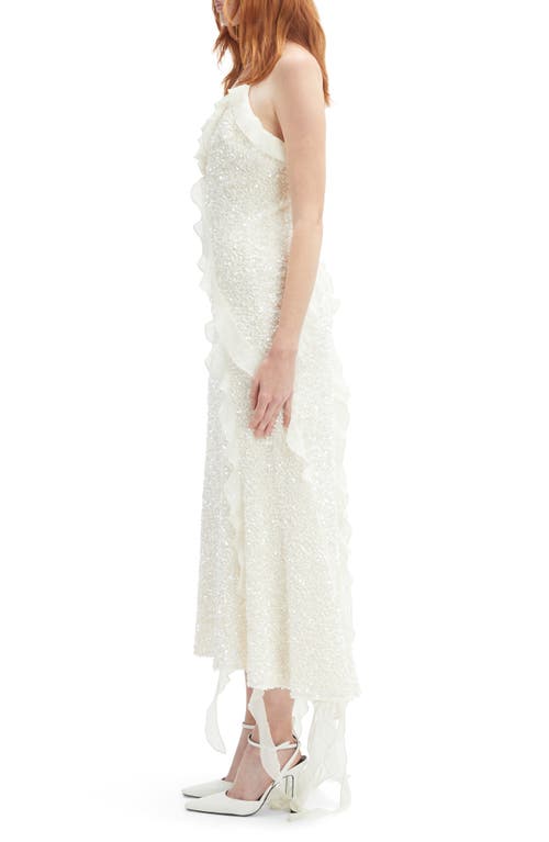 Bardot Marsella Ruffle Sequin Cocktail Dress In White