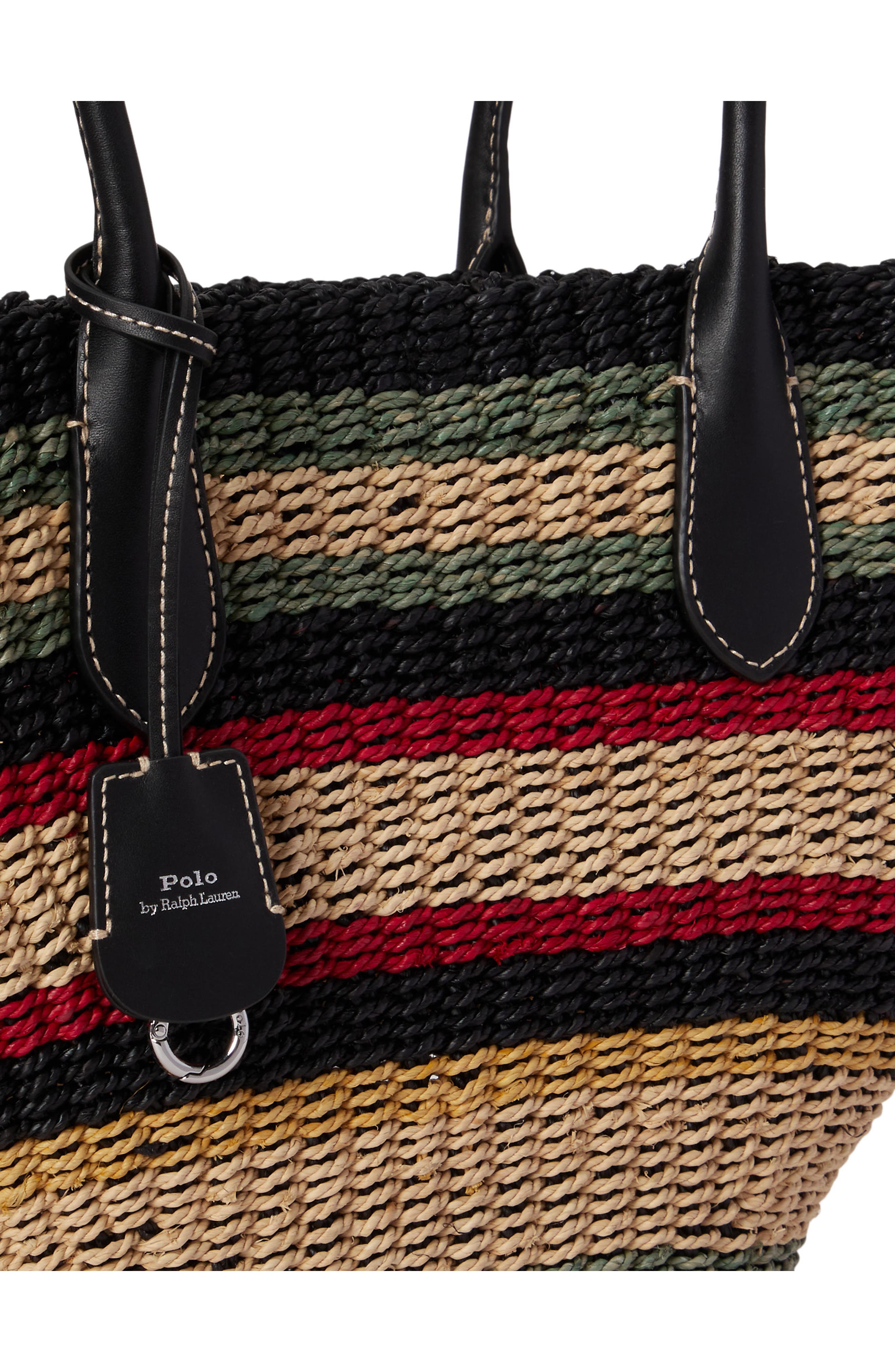 Polo Ralph Lauren Bellport Stripe Raffia Basket Tote, Alternate, color, Multi Stripe
