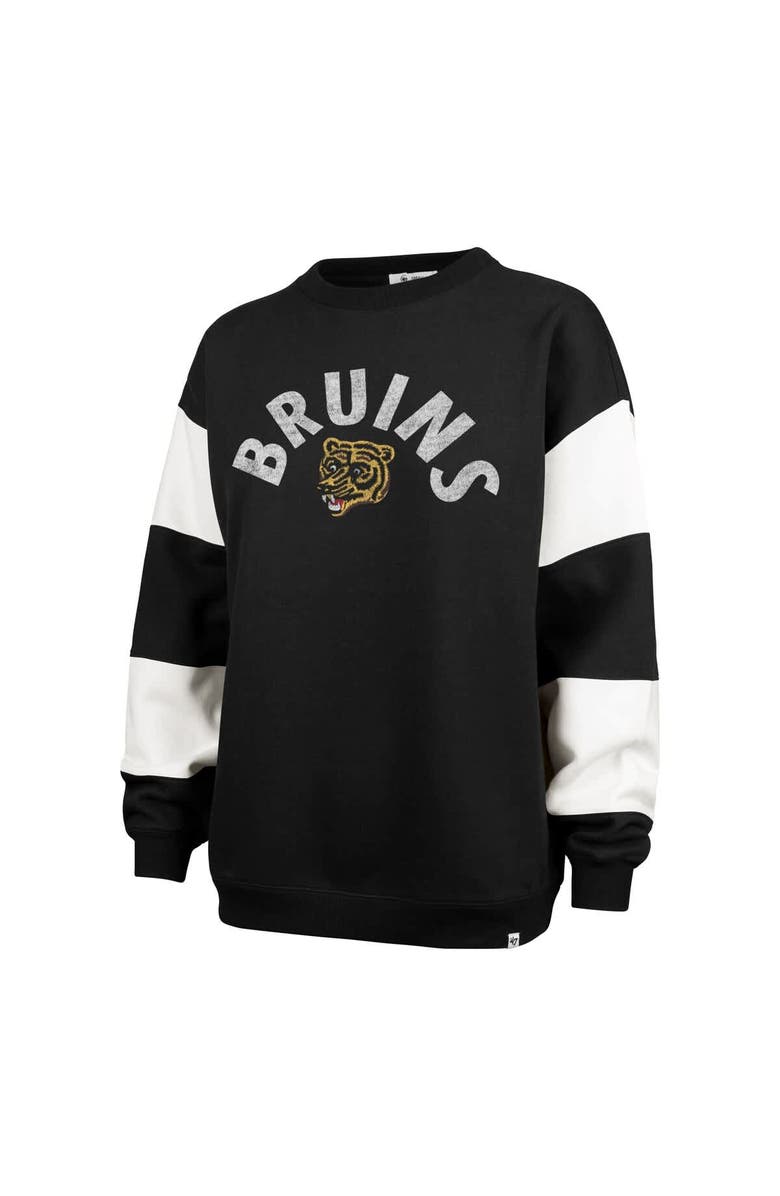 '47 Women's '47 Black Boston Bruins Eephus Barred Pullover Sweatshirt, Alternate, color, Black