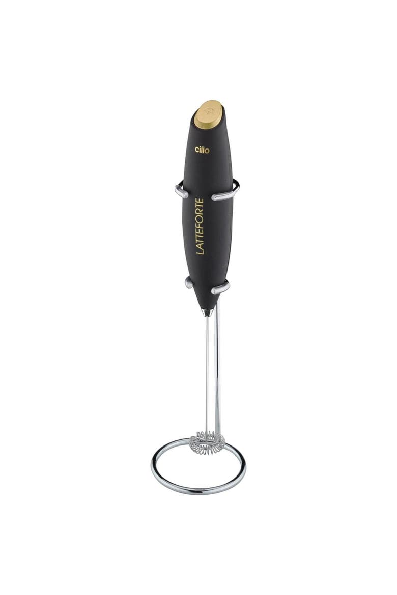 Latteforte Battery Powered Milk Frother with Stainless Steel Stand, Main, color, Black