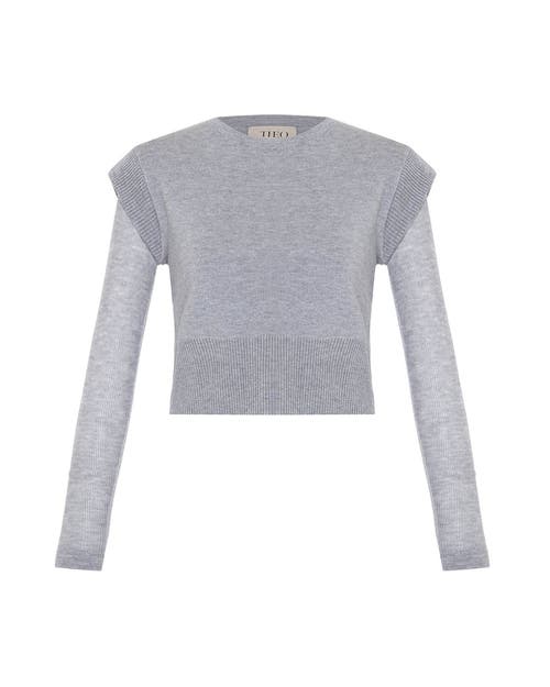 Theo The Label Echo Back Button Sleeveless Shirt In Gray