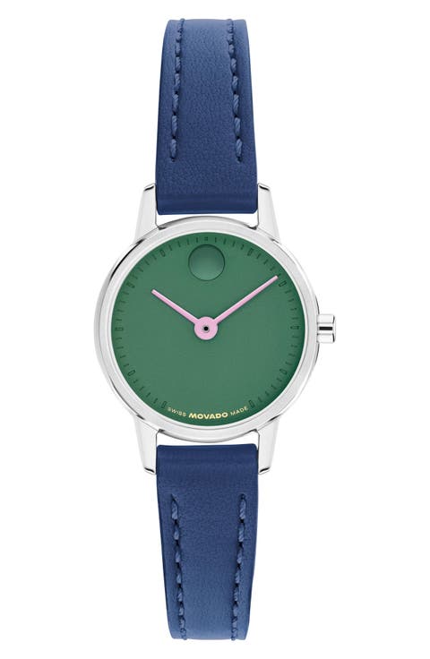 Baby Face Leather Strap Watch, 22.5mm
