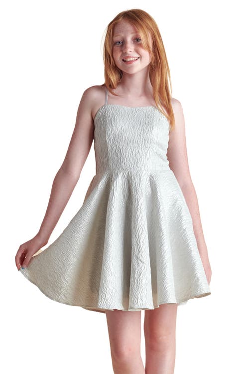 Un Deux Trois Girl's Jacquard A-line Dress In Metallic