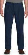 Harbor Bay by DXL Big & Tall Waist-Relaxer Pleated Twill Pants