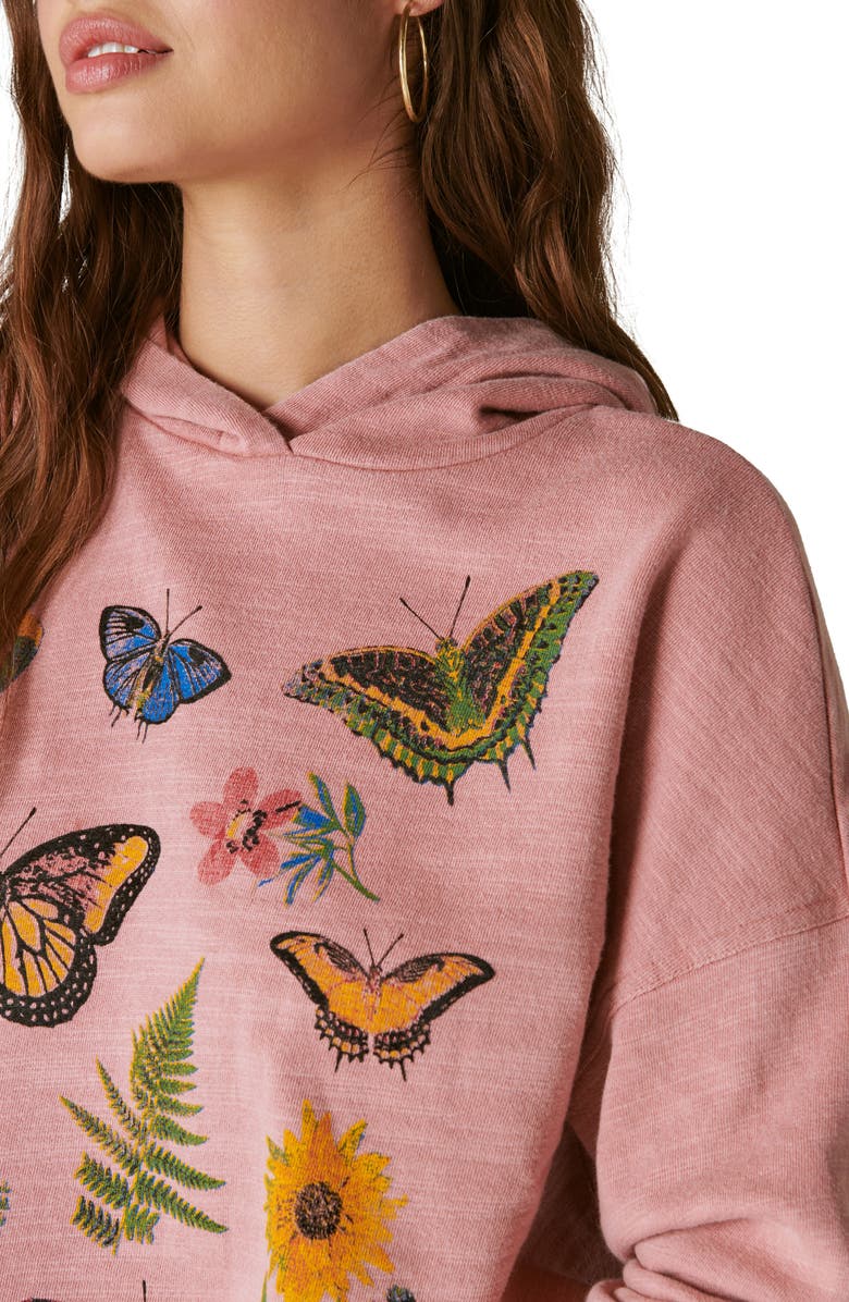 Lucky Brand Butterfly Floral Cotton Graphic Hoodie, Alternate, color, 